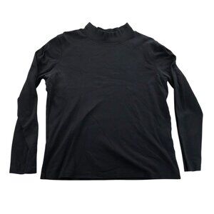 St. Johns Bay Mens T-Shirt XL Black Mock Neck Long Sleeve Pullover Cotton Casual